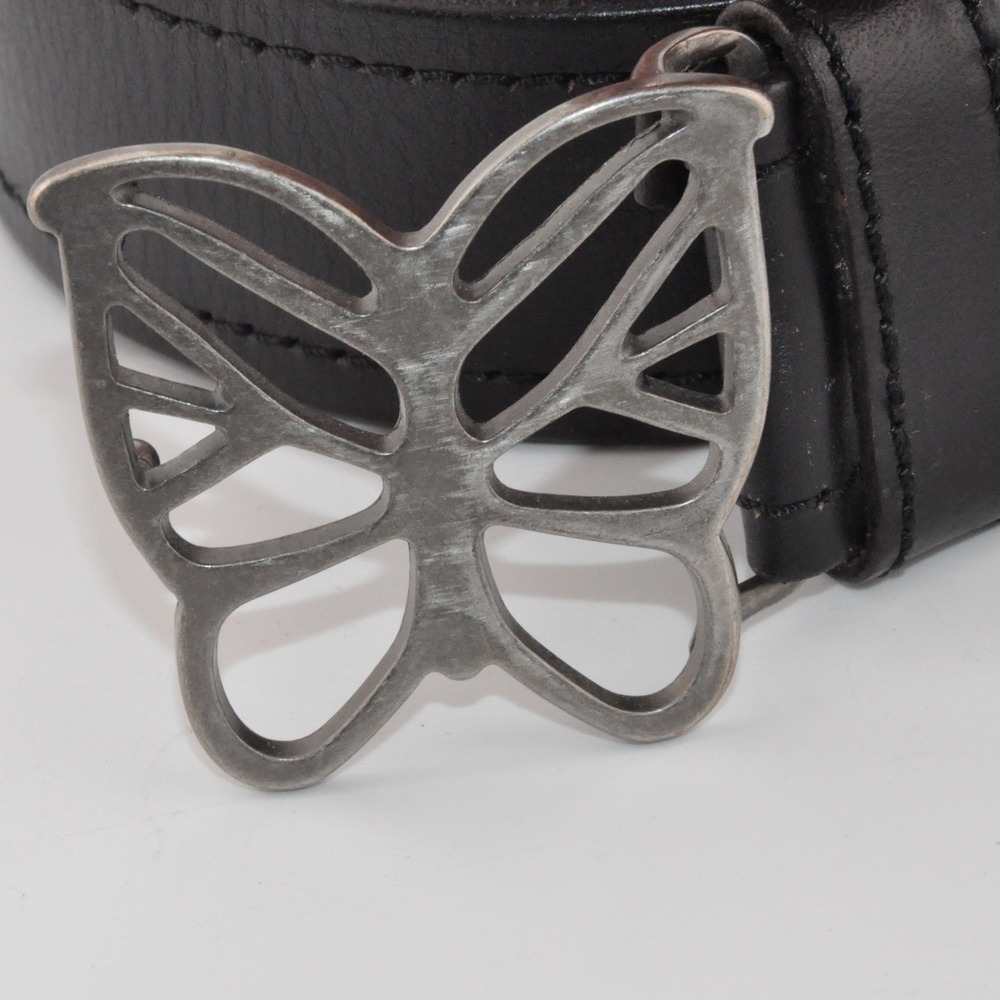 American Eagle Leather Belt Large Black Excellent Butterfly Buckle Wide Boho